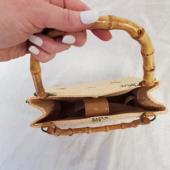 Vintage Bamboo Handle Palm Purse Purse - Picture 6 of 9